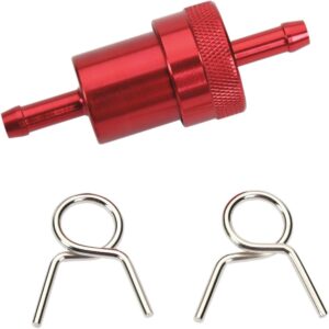 Fuel Filter - 1/4 Inch - Red - (14-34470) Emgo Anodized Aluminum