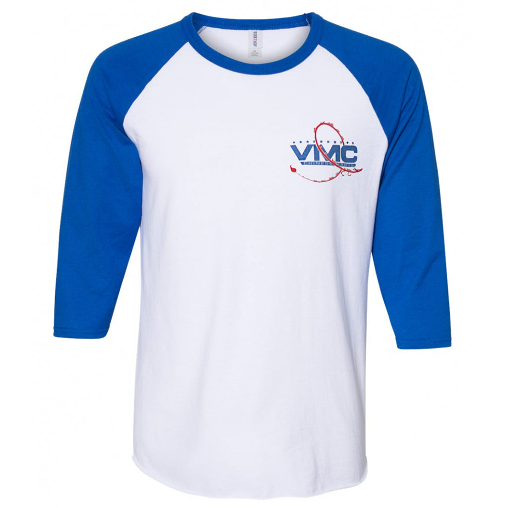 VMC Graphic Baseball Tee - Adult - White and Royal Blue - Image 2