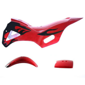 Mini Dirt Bike Body Fender - 3 piece - Red with Flames